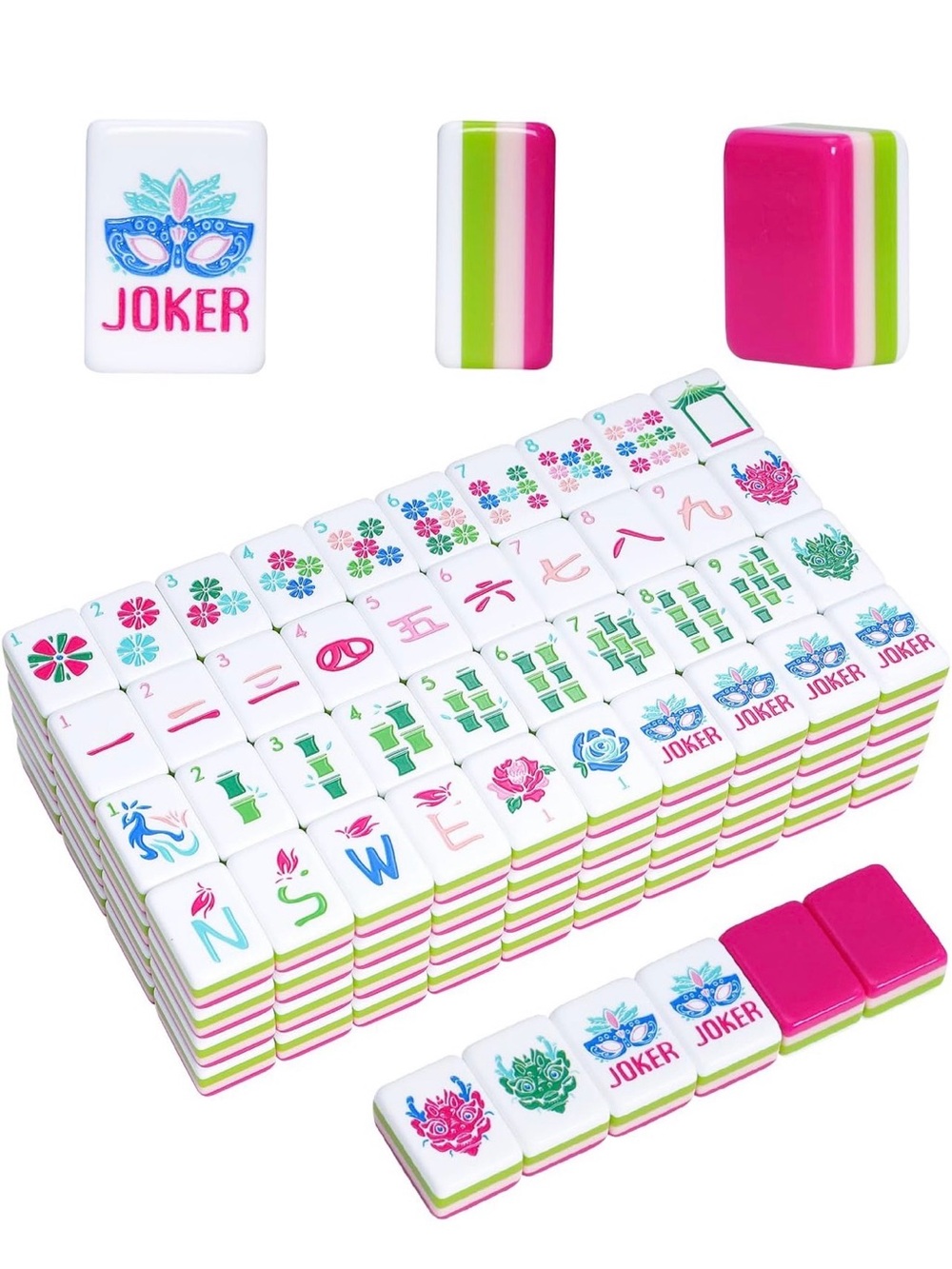 Jongyance American Mahjong Tile Set(4 Layer),160 Acrylic Engraved Mahjong Tiles